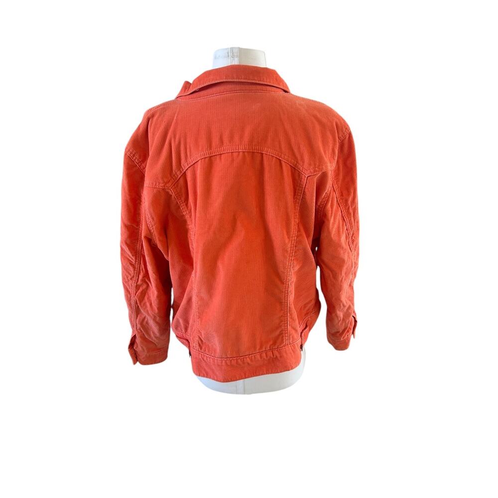 Vintage Y2K GAP Orange Corduroy Sherpa Lined Trucker Jacket Women's XL Grunge - Picture 6 of 14
